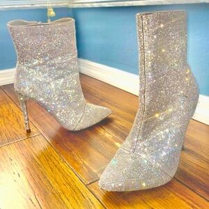 Crystal embellished heels boots diamond crystal bling embellished ankle booties